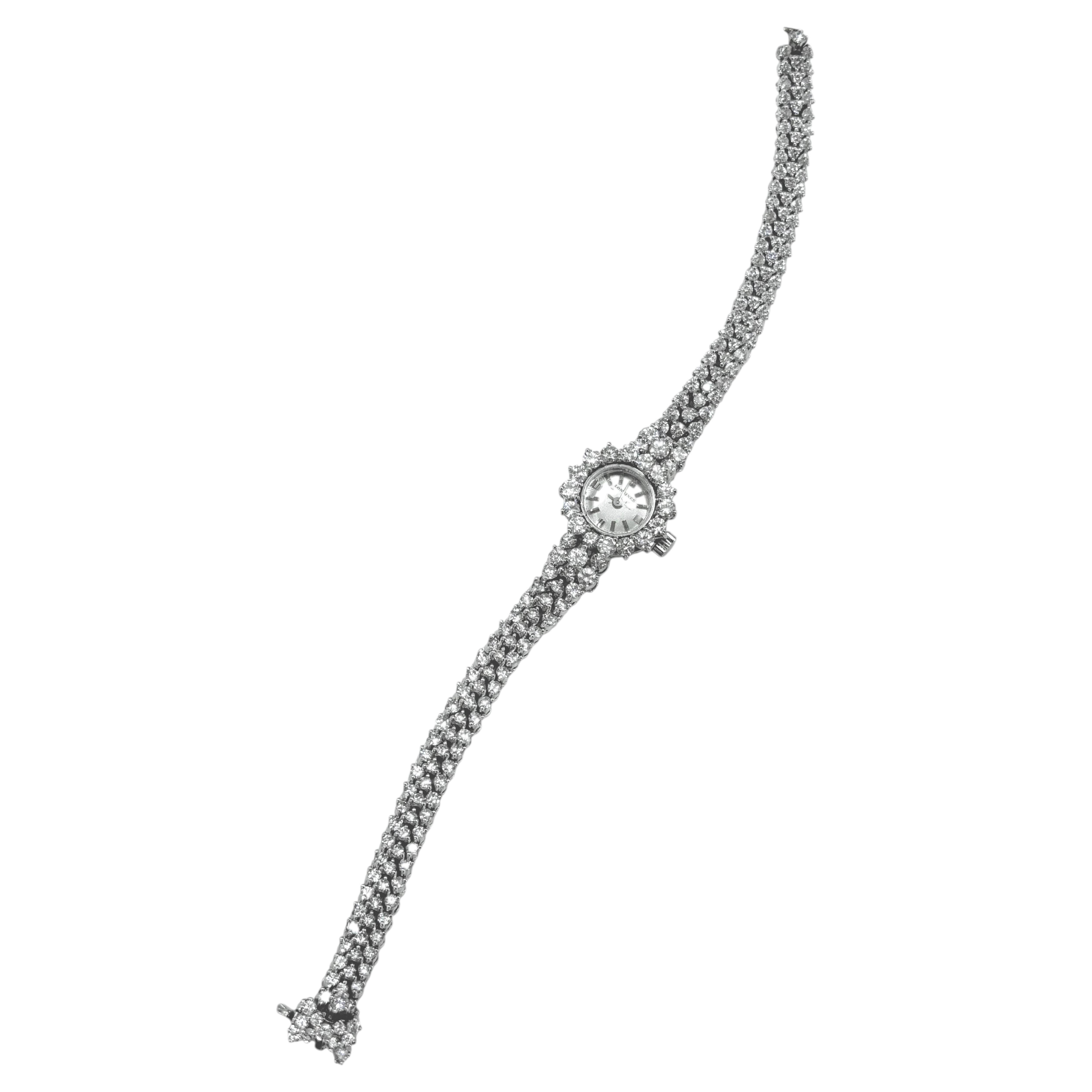 Vintage Platinum and Diamond Longines Cocktail Watch For Sale