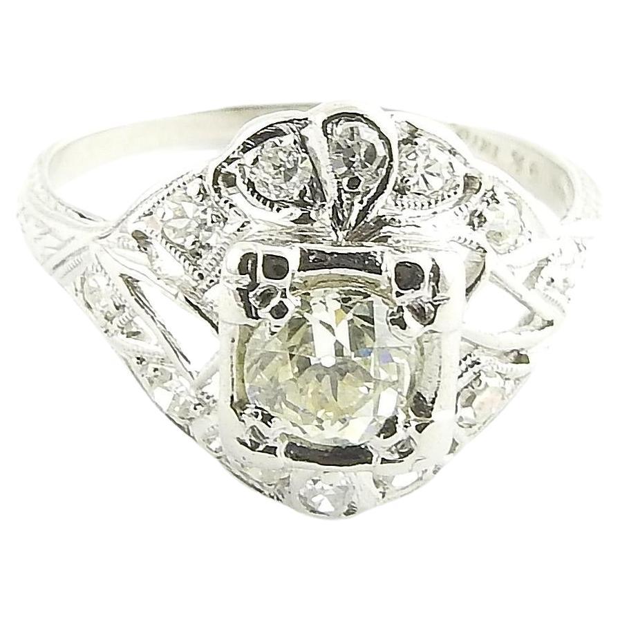 Platin- und Diamantring aus Platin, Größe 5,75 #20973, Vintage im Angebot