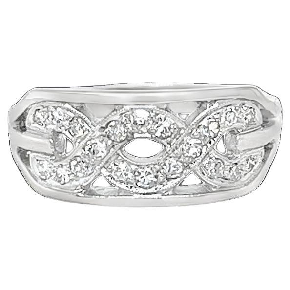 Breites Vintage-Ring aus Platin und Diamanten mit Ausschnitt im Cut Out-Design im Angebot