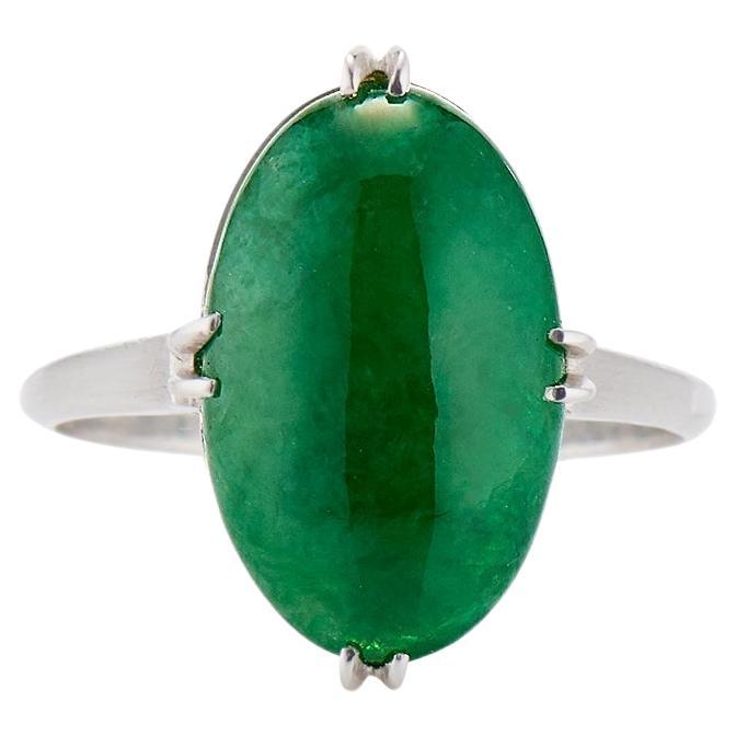 Art Deco  Platinum and Natural Jadeite Ring Mason Kay  For Sale