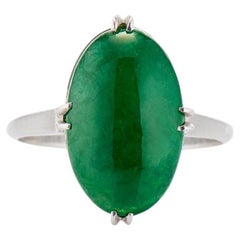 Art Deco  Platinum and Natural Jadeite Ring Mason Kay 