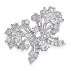 Vintage Platinum and Palladium 2.35tcw Diamond Floral Bouquet Brooch