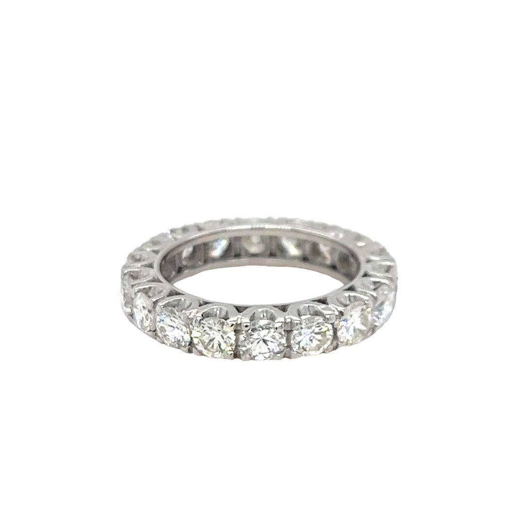 Vintage platinum and round diamond eternity band For Sale 1
