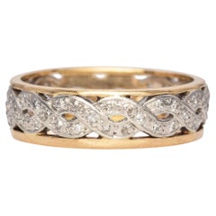 Vintage Platinum and Yellow Gold 0.26 TCW Diamond Braided Wedding Band