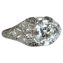 Vintage Platinum Art Deco 0.66 Carat Old European Cut Diamond Ring