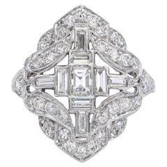 Vintage Platinum Art Deco 1.1tcw Diamond Motif Ring