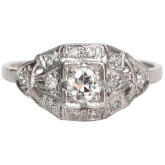 Vintage Platinum Art Deco .33 Carat Diamond Ring NCR279, circa 1920s