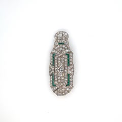 Vintage Platinum Art Deco Diamond and Emerald Pendant