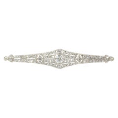 Vintage Platinum Art Deco Diamond Bar Brooch with 71 Diamonds, 1930s