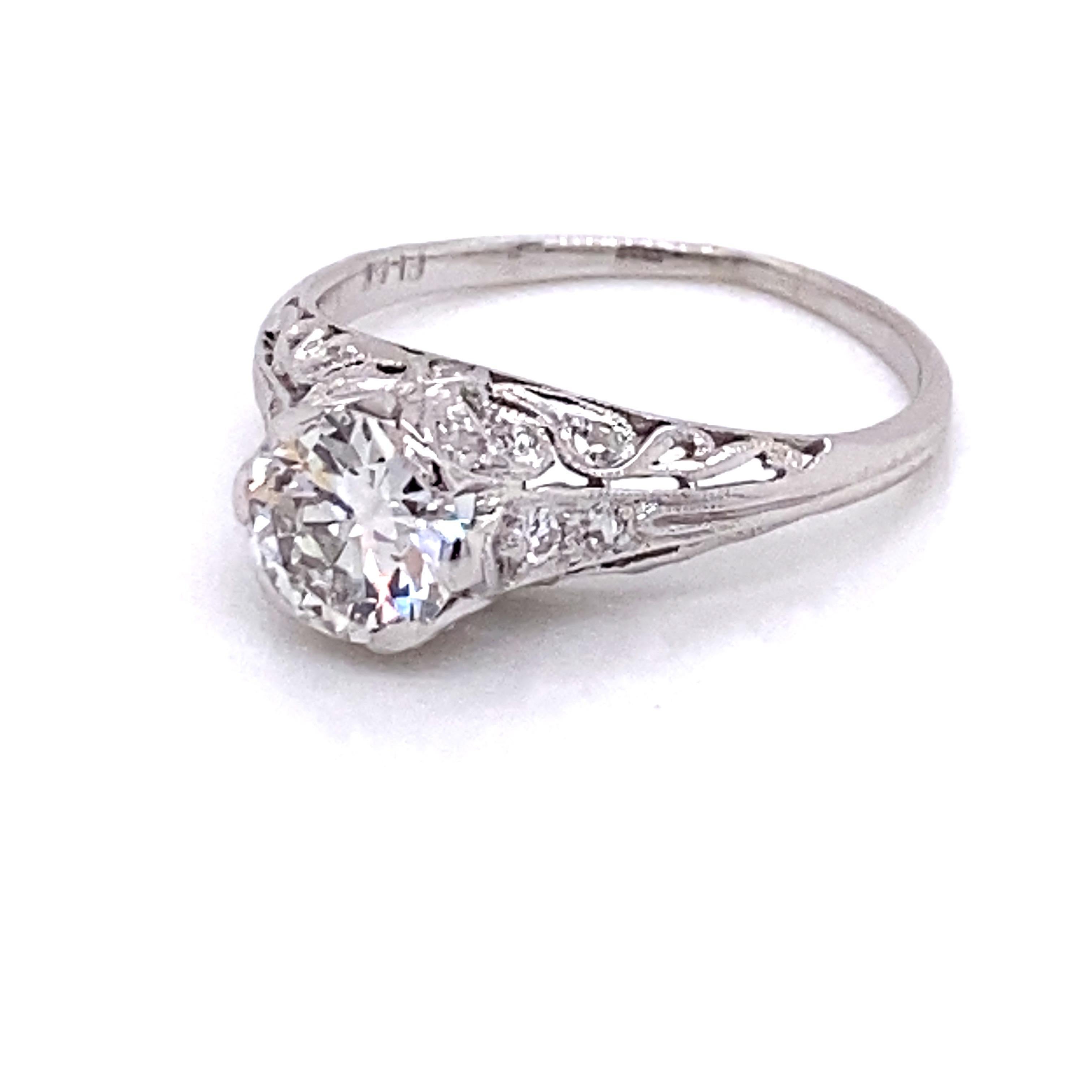 antique platinum filigree diamond ring