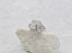 Vintage Platinum Art Deco Diamond Ring, Size 4.75 - 8.7g