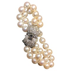 Vintage Platinum Art Deco Pearl Diamond Bracelet