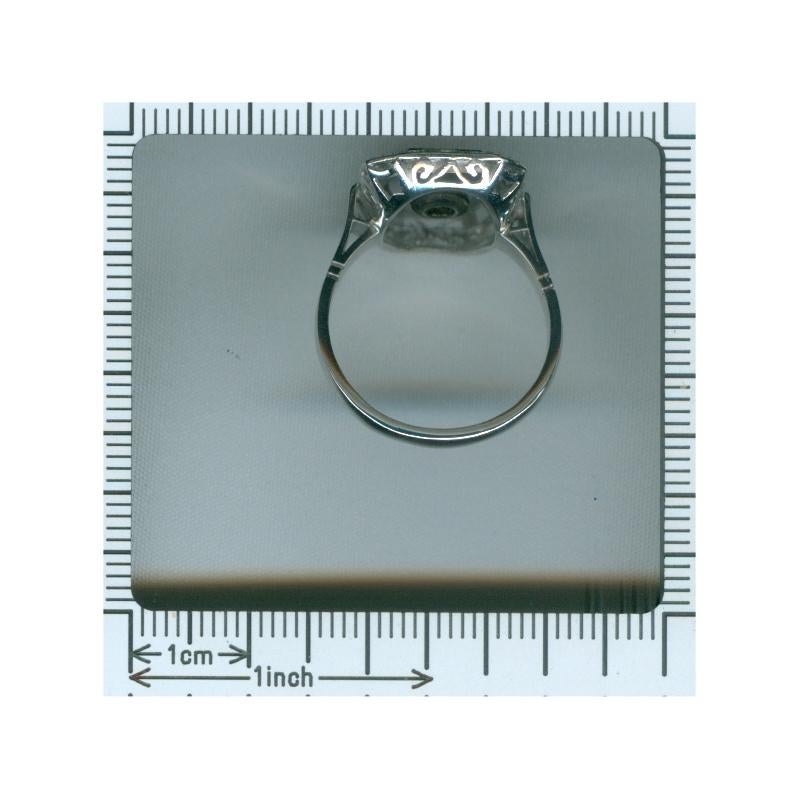 Vintage Platinum Art Deco Style Diamond and Onyx Ring from the 1950s 5