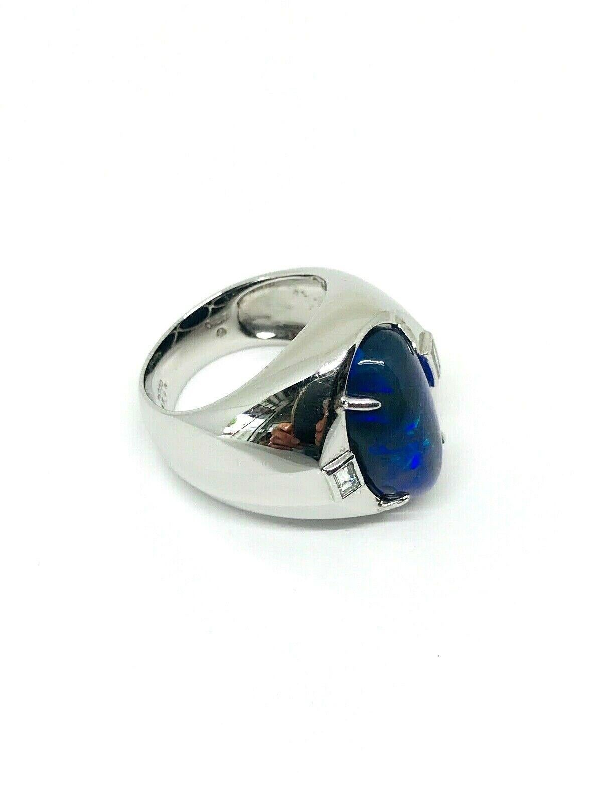 Vintage Platinum Australian Fire Opal Diamond Ring 1