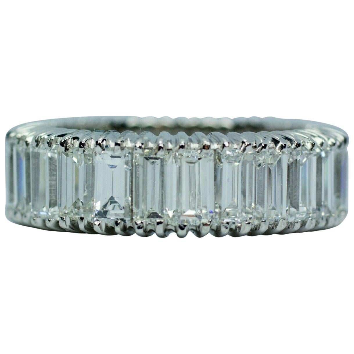 Vintage Platinum Baguette Cut Diamond Eternity Band 3 Carat Ring