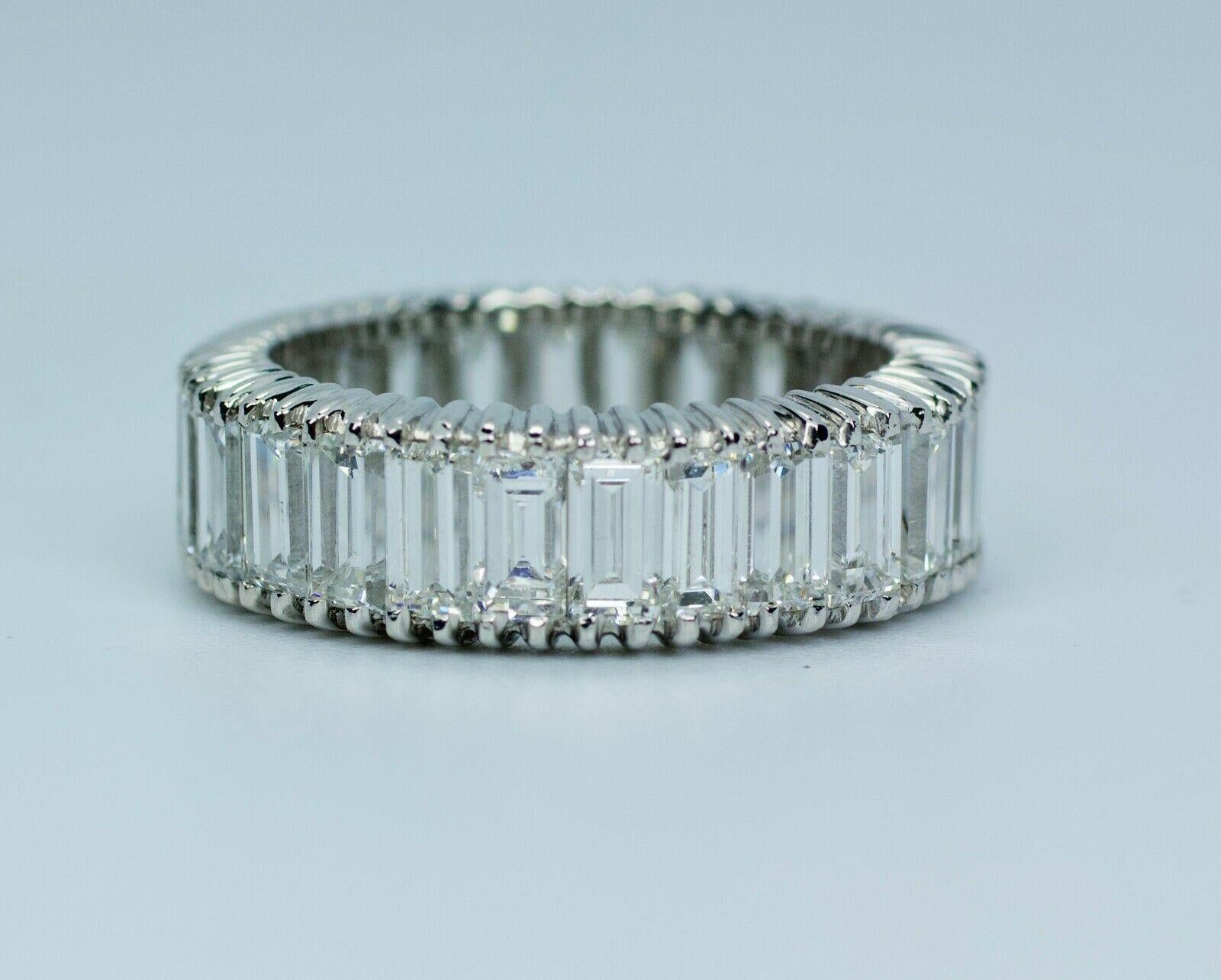 Vintage Platinum Baguette Cut Diamond Eternity Band 3 Carat Ring In Excellent Condition In Montgomery, AL