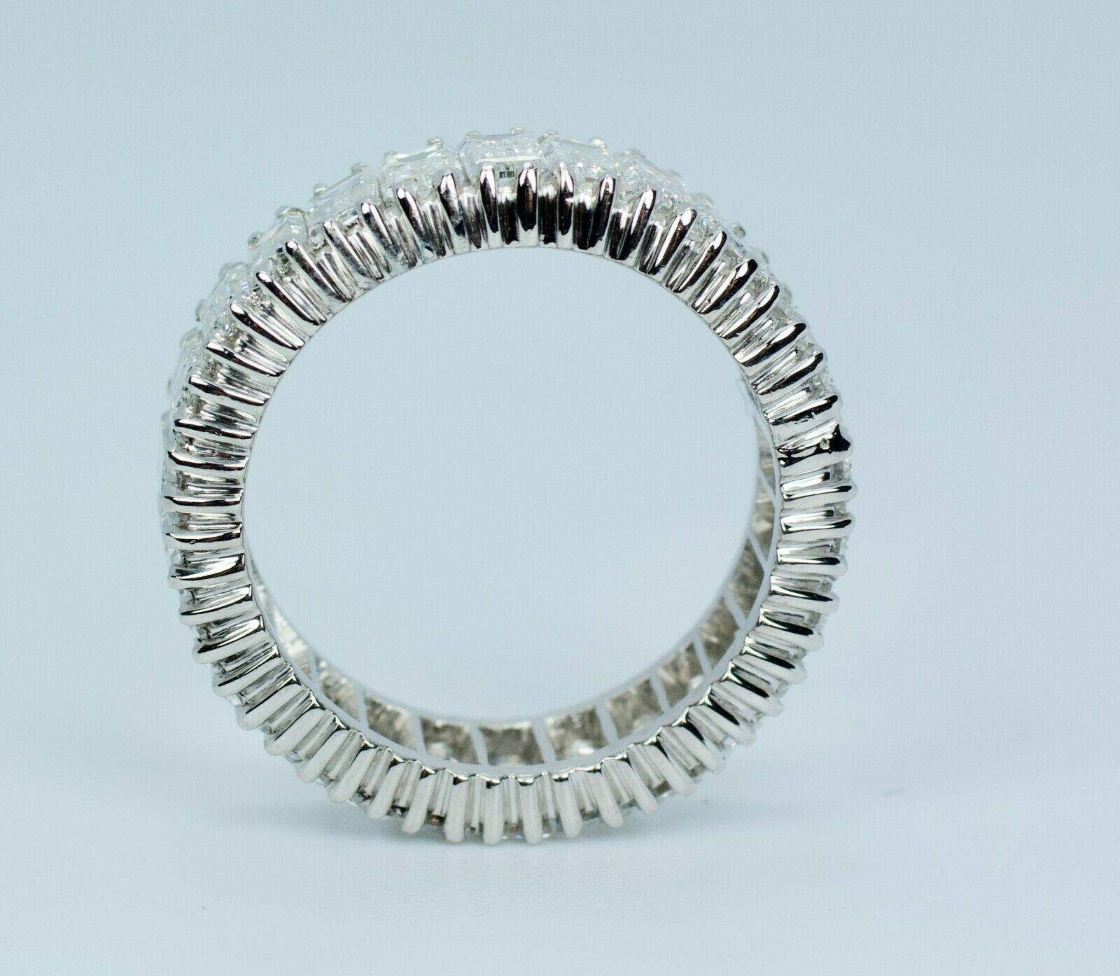 Women's or Men's Vintage Platinum Baguette Cut Diamond Eternity Band 3 Carat Ring
