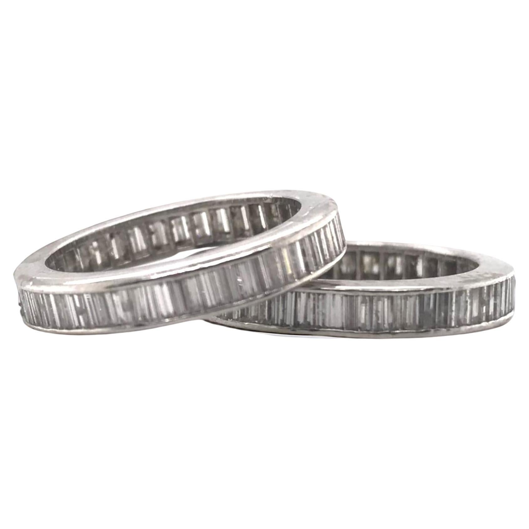 Vintage Platinum Baguette Cut Diamond Eternity Band Size 5.75