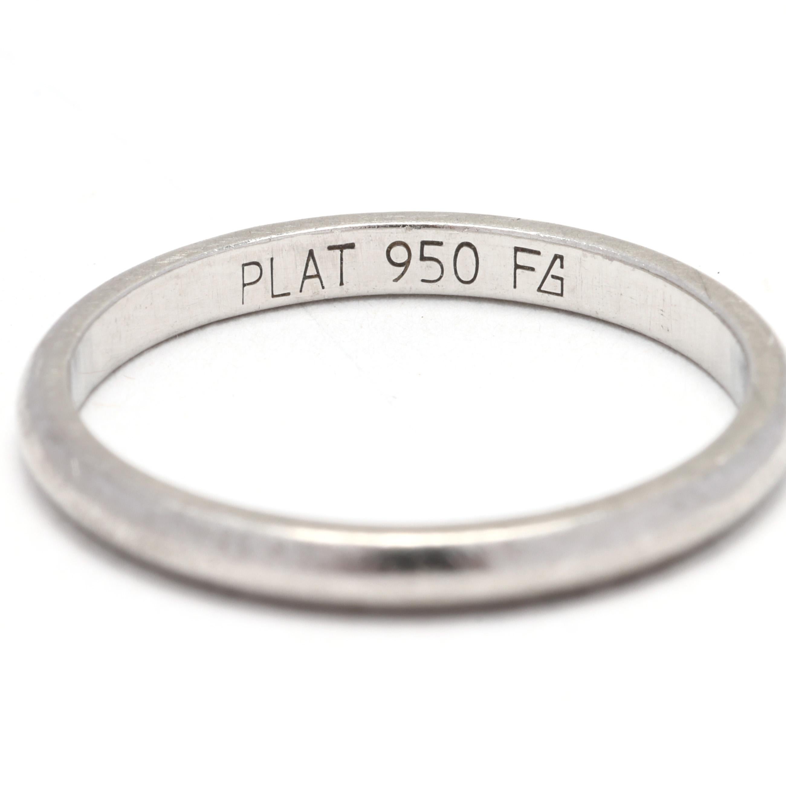 Women's or Men's Vintage Platinum Band Ring, Ring Size 5.5, Stackable Ring For Sale
