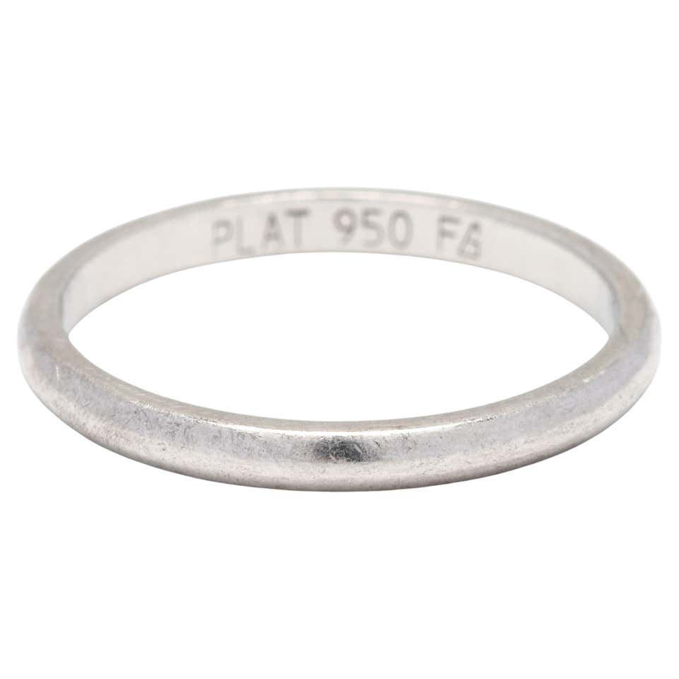 Vintage Engraved Band Ring, Platinum, Ring Size 6.75, Stackable For ...