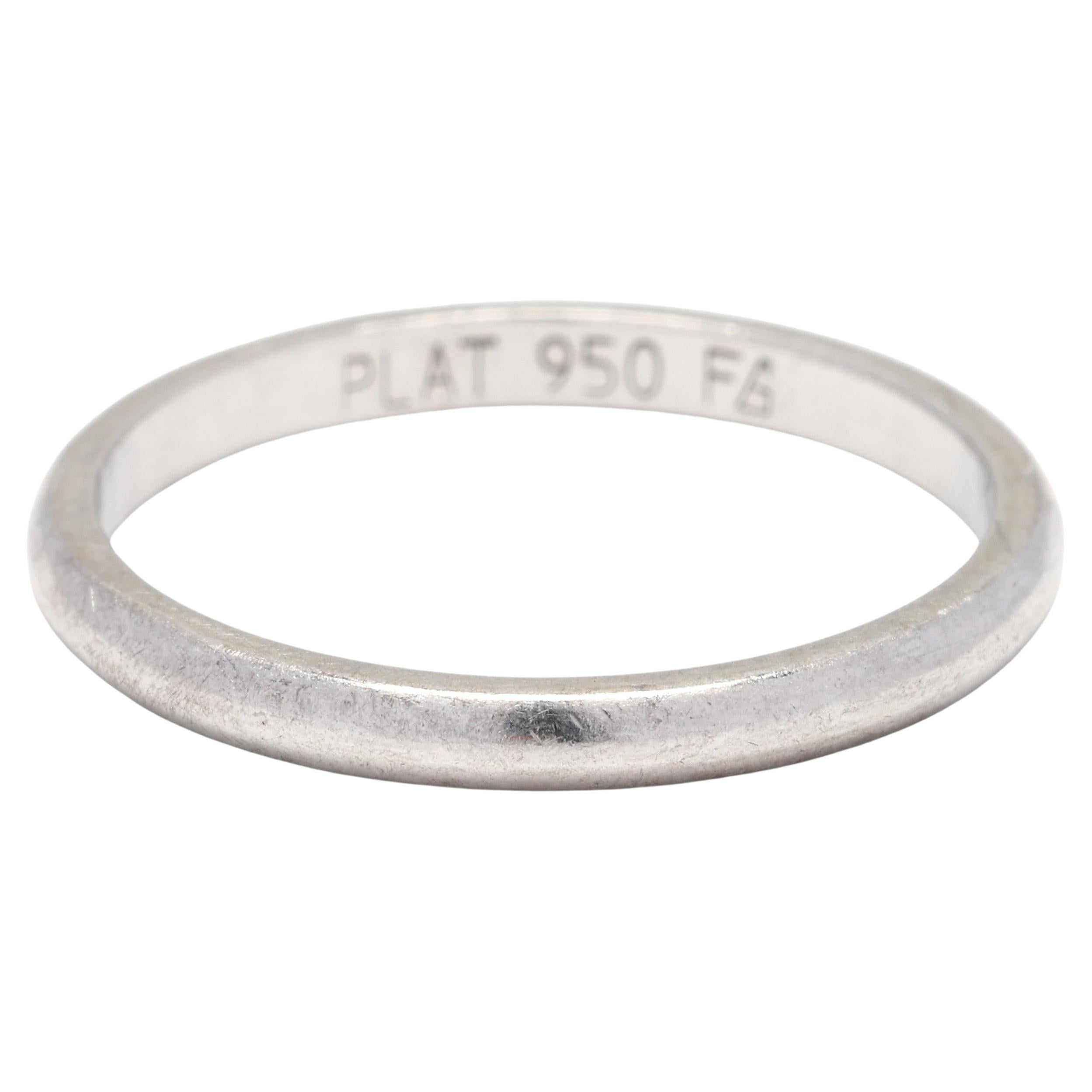 Anello vintage a fascia in platino, misura 5,5, anello impilabile in vendita