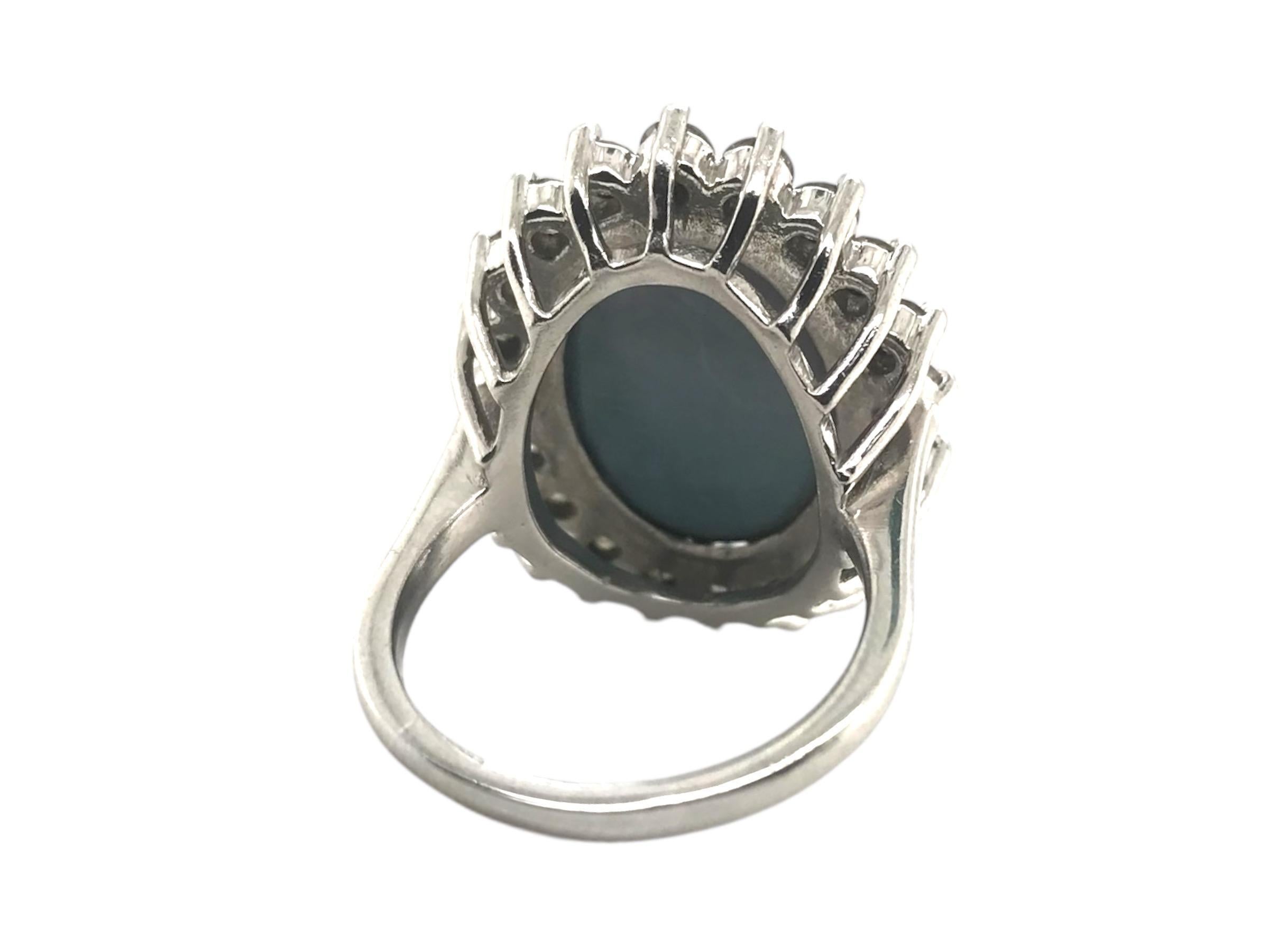 Vintage Platinum Black Opal & Diamond Ring For Sale 2