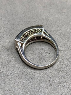 Vintage Platinum Carré Cut Diamond & Vivid Ruby Channel Set Cocktail Ring 2.70ct