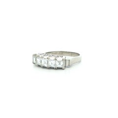 Vintage Platinum Carre Step Cut Diamond 1.0ctw Stackable Wedding Band Ring