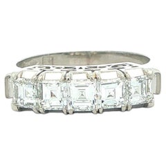 Vintage Platinum Carre Step Cut Diamond 1.0ctw Stackable Wedding Band Ring