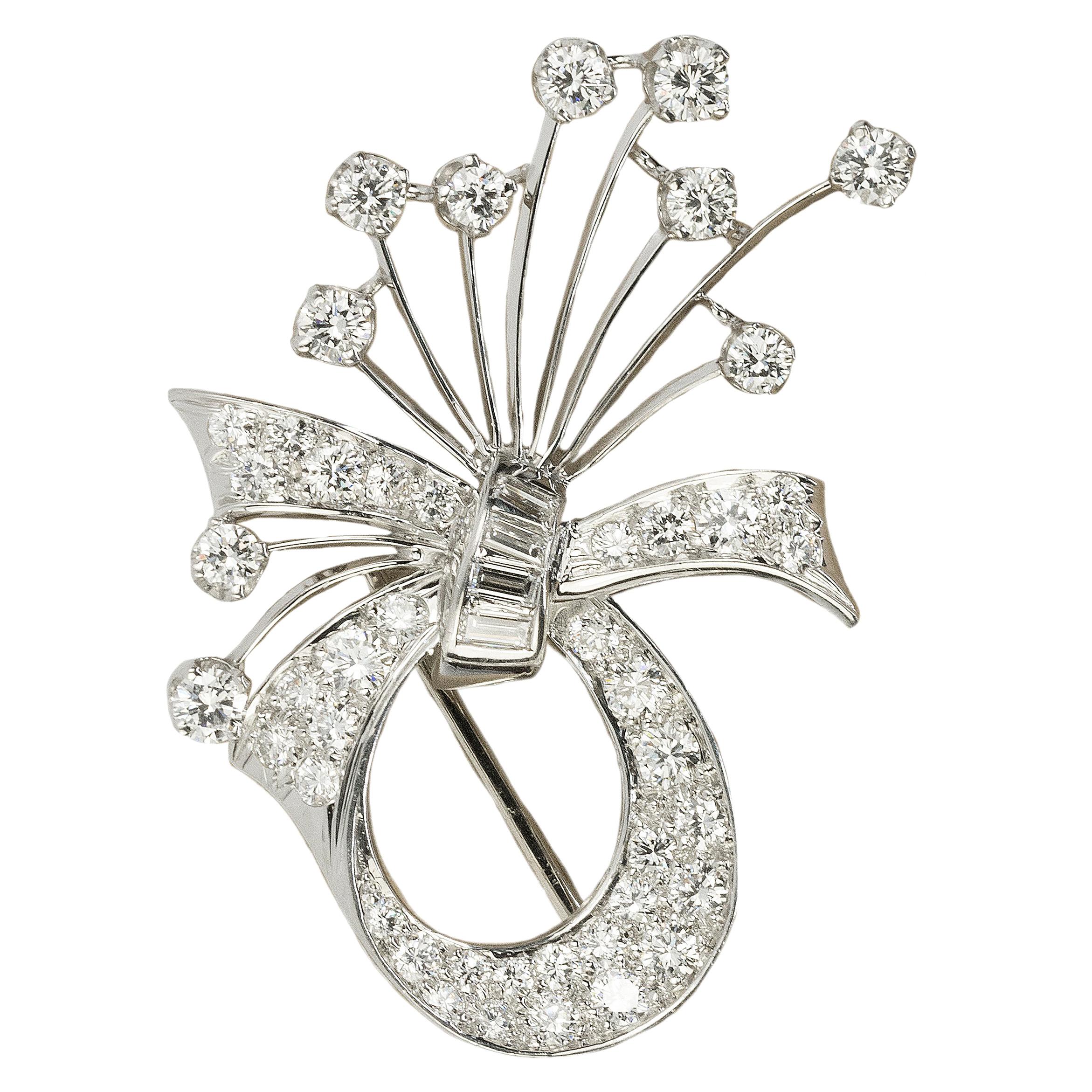 Vintage Platinum Cartier Diamond Brooch