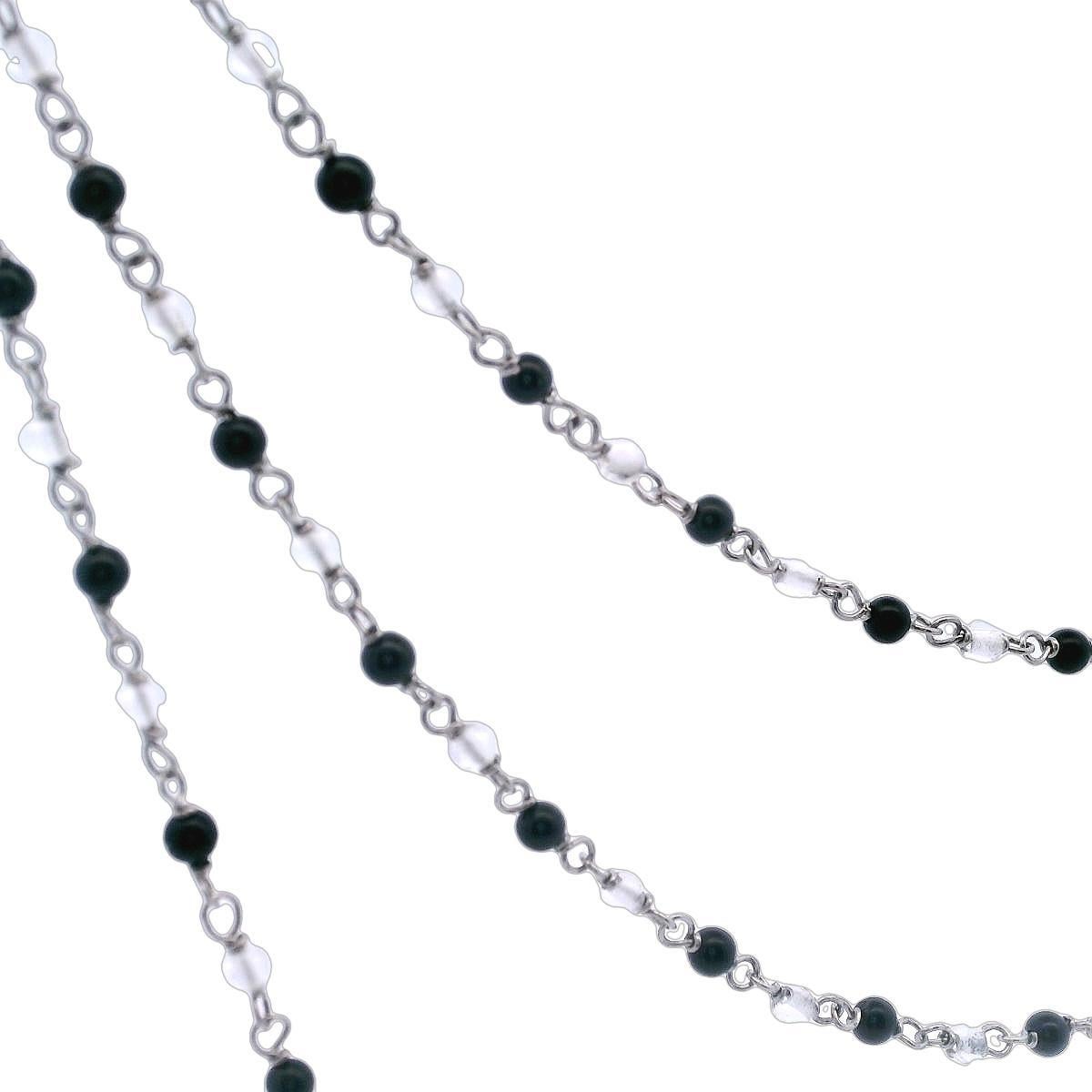 da uomo o donna Vintage Platinum Chain with Onyx and Rock Crystal 59 inches in vendita