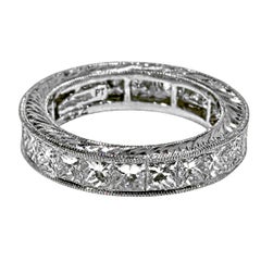 Vintage Platinum Channel Set Princess Cut Diamond Eternity Band 4.42Ct Total