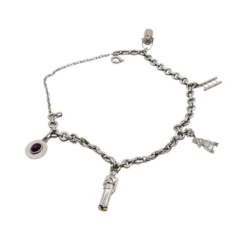 Pulsera Encanto Vintage Platino Piedra Preciosa Diamante en venta 6