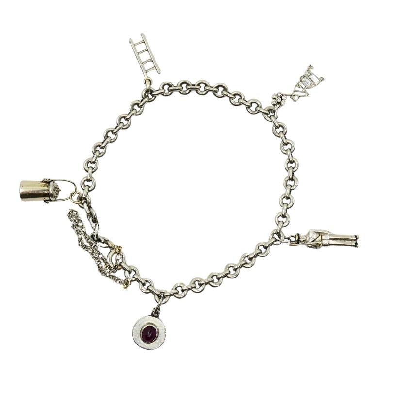 Pulsera Encanto Vintage Platino Piedra Preciosa Diamante en venta 7