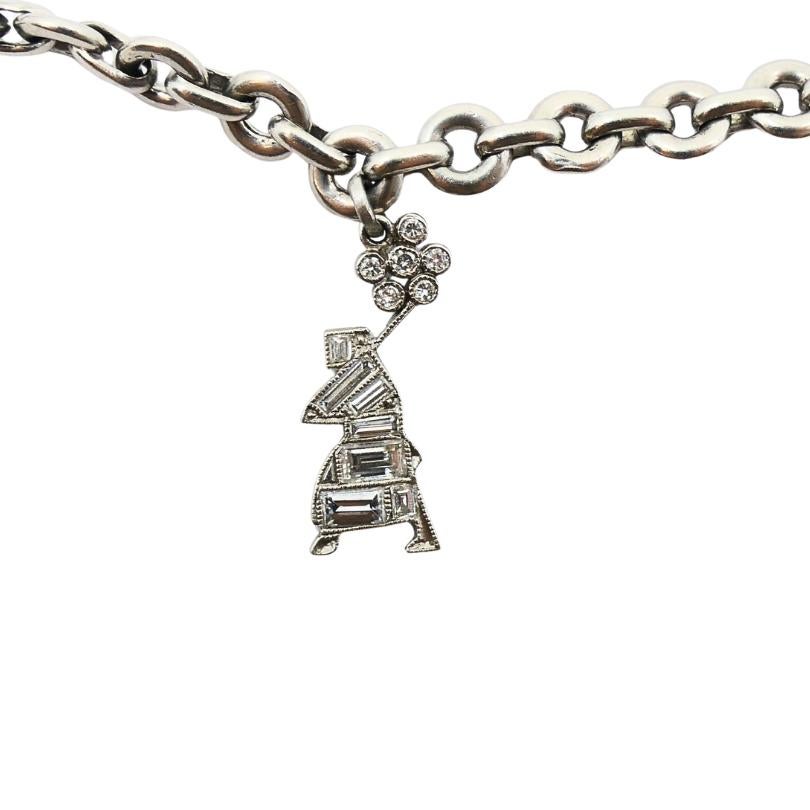 Pulsera Encanto Vintage Platino Piedra Preciosa Diamante en venta 1