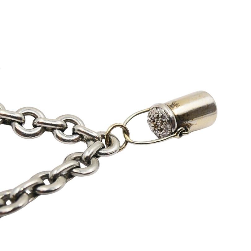 Pulsera Encanto Vintage Platino Piedra Preciosa Diamante en venta 3