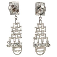 Vintage Platinum Dangling Earrings with 5.32 Carat Mixed Cut J VS1 Diamonds