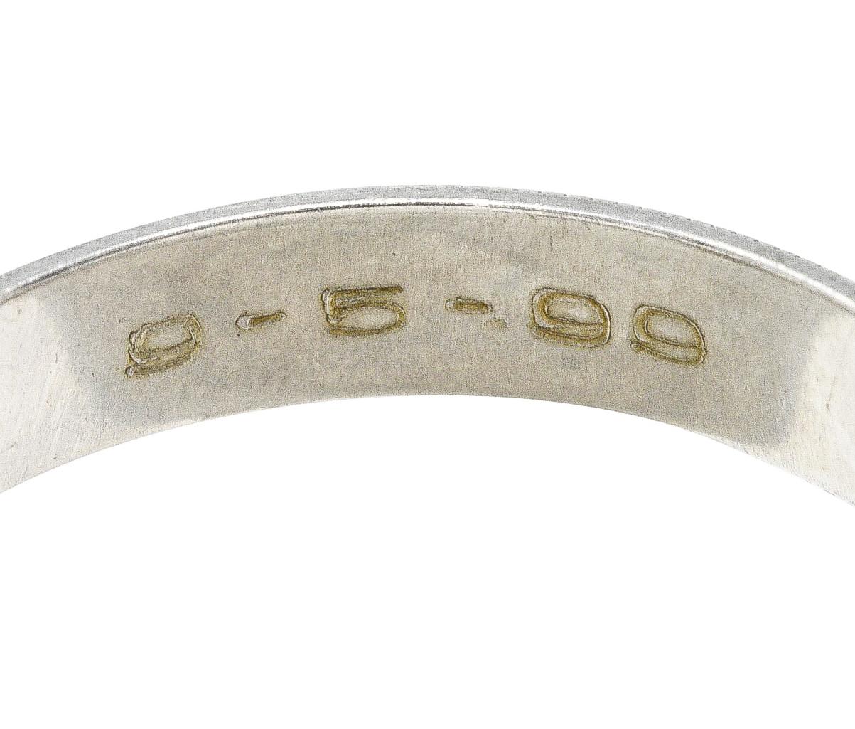 Vintage Platinum Decorative Stackable Wedding Band Ring 2