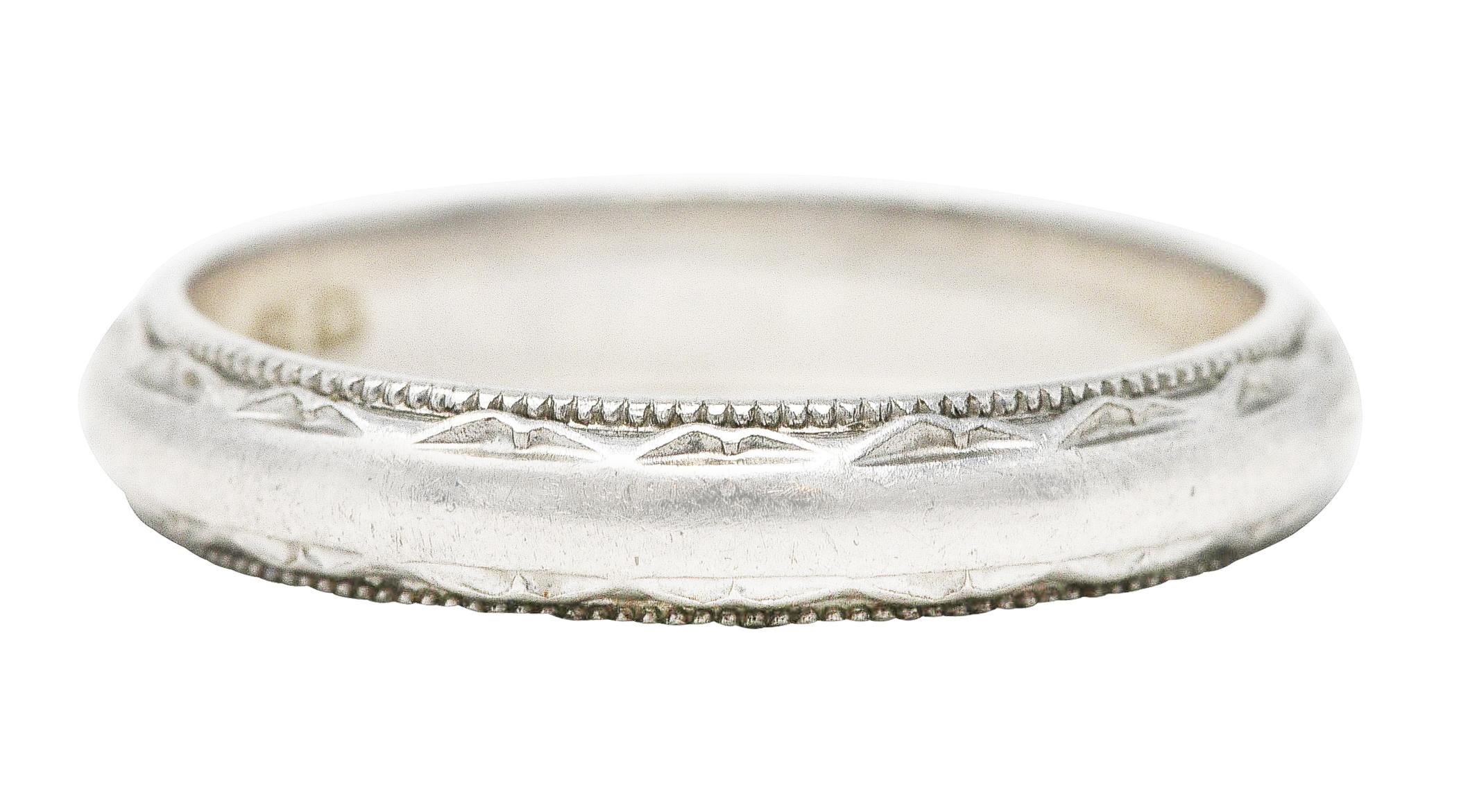 Vintage Platinum Decorative Stackable Wedding Band Ring 3
