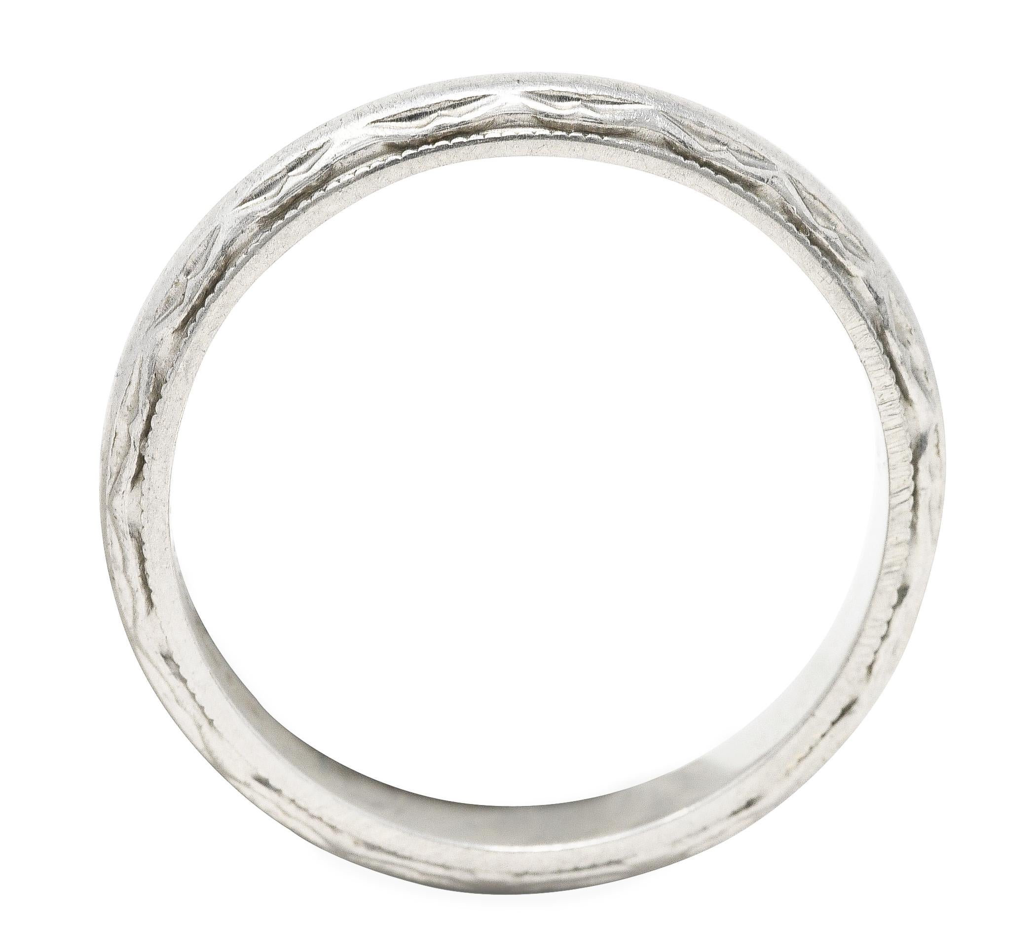 Vintage Platinum Decorative Stackable Wedding Band Ring 4