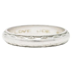 Vintage Platinum Decorative Stackable Wedding Band Ring