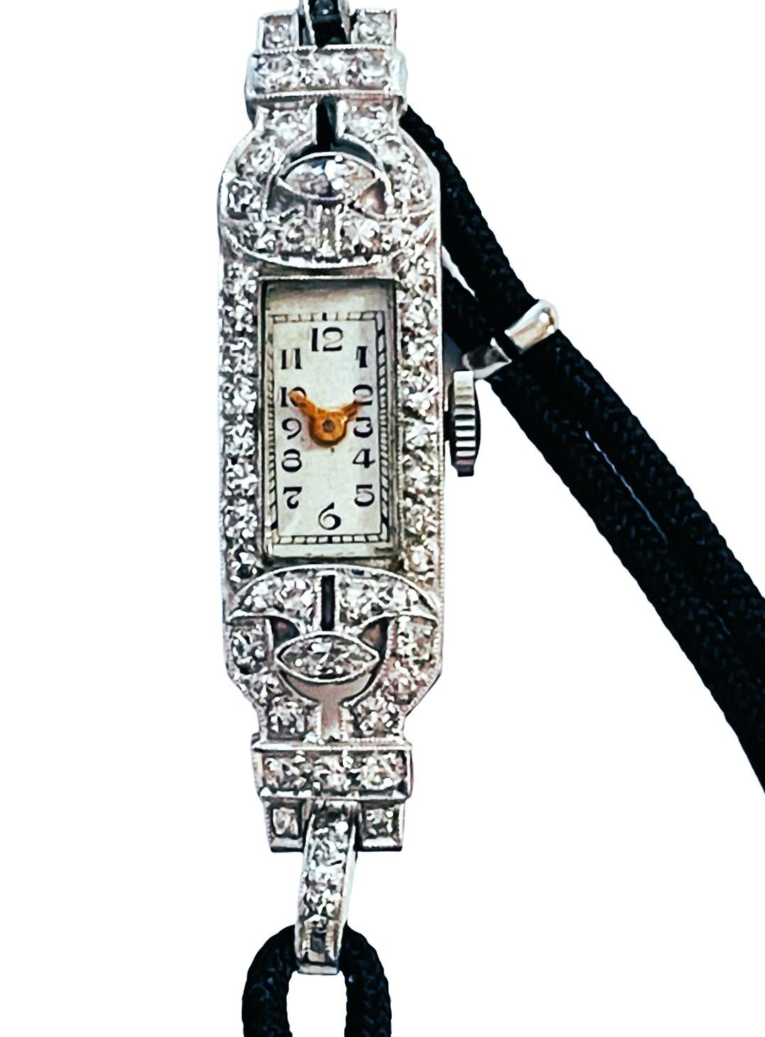 Vintage Platinum Diamond 17 Jewel Acoro Wrist Watch Bracelet Working Condition 4