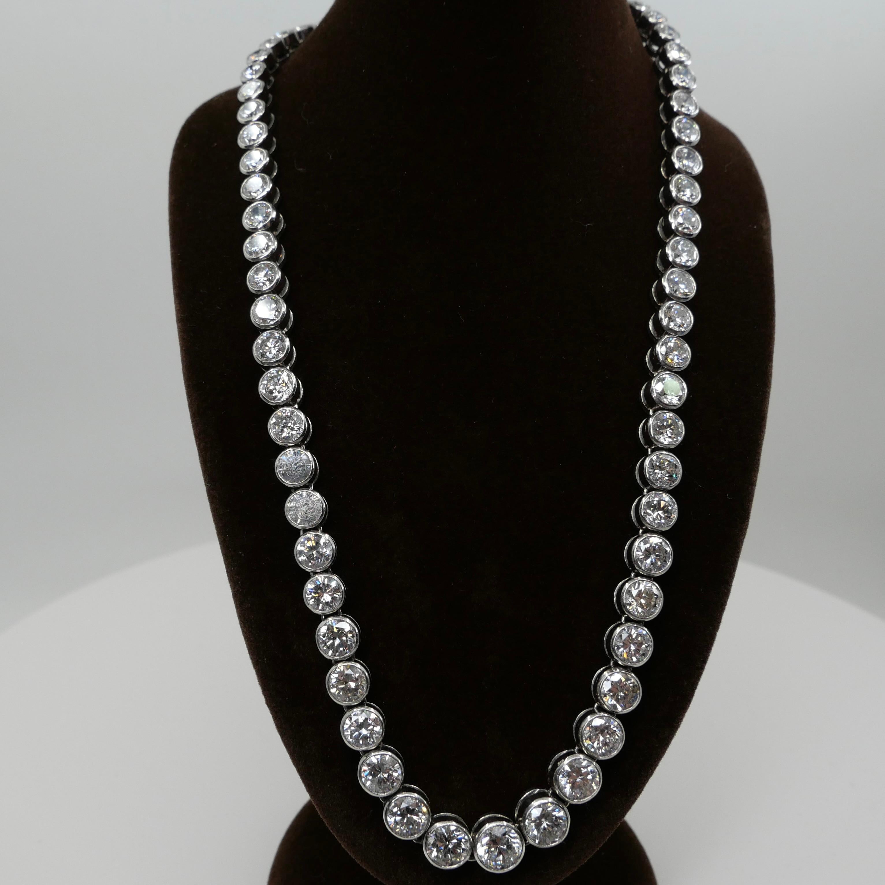 Vintage Platin Diamant 28 CTW Tennis Choker Halskette. im Zustand „Gut“ in Hong Kong, HK