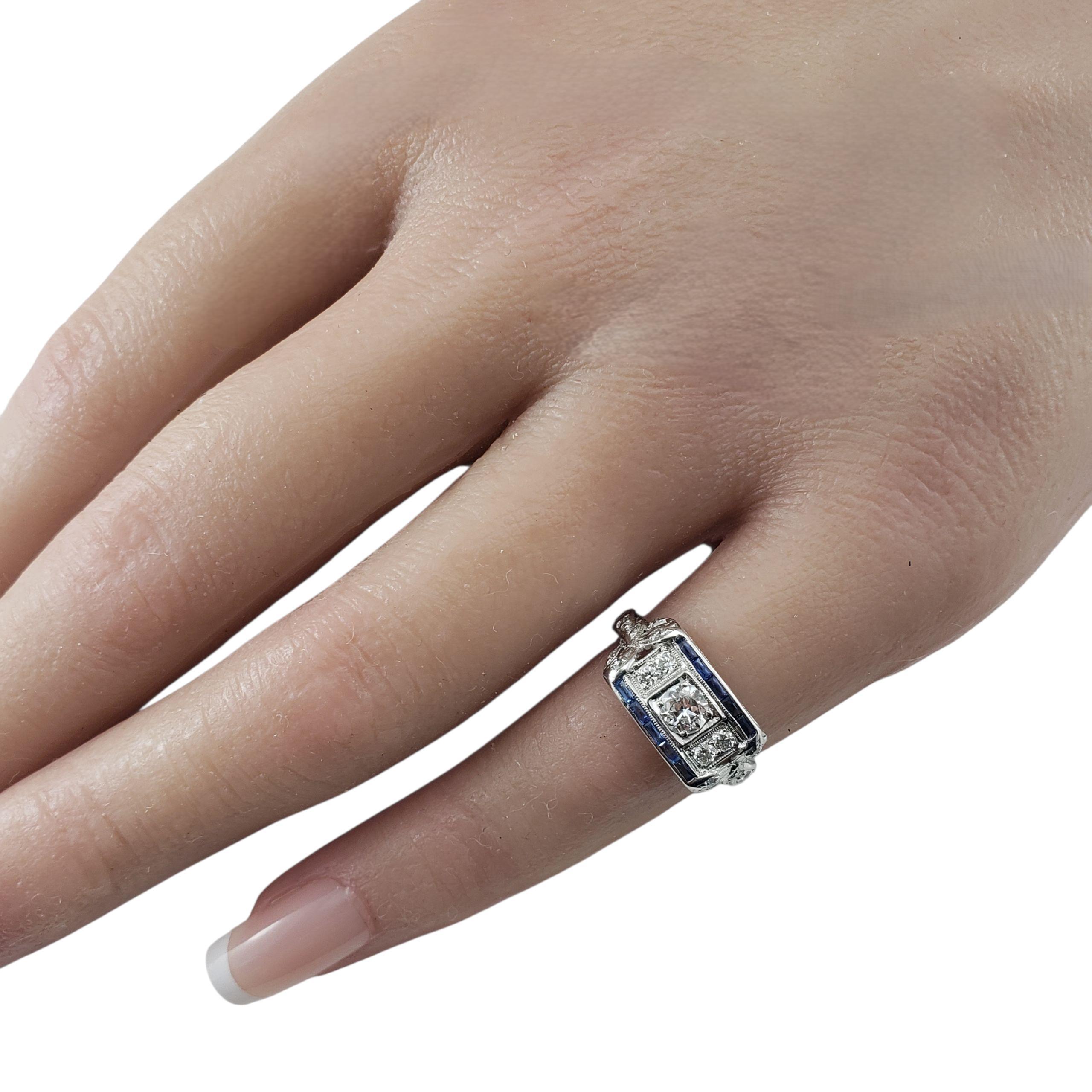 Women's Vintage Platinum Diamond and Blue Stones Ring Size 4.25-4.5 #22822 For Sale