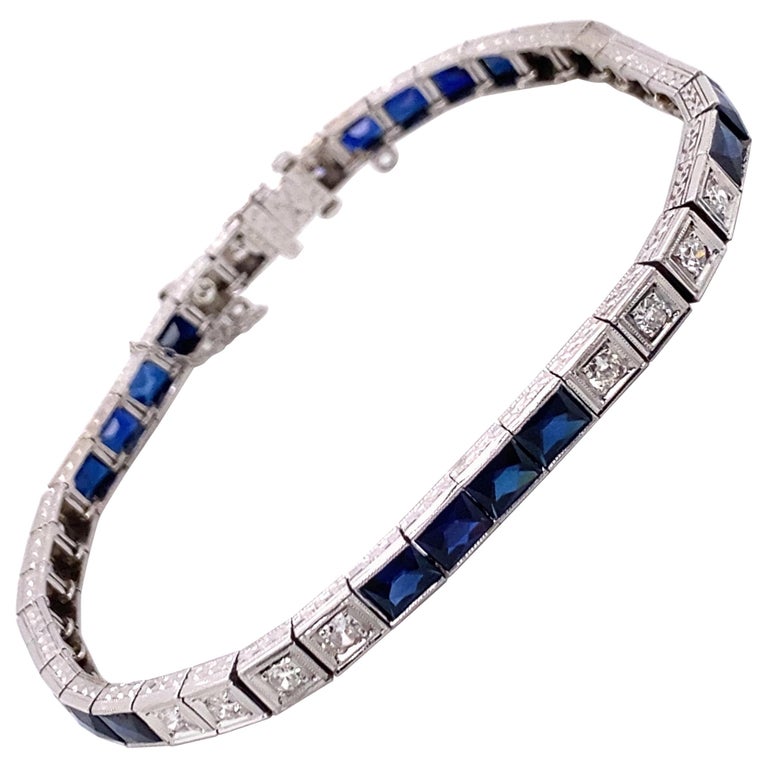 Lab created sapphire tennis bracelet clearance