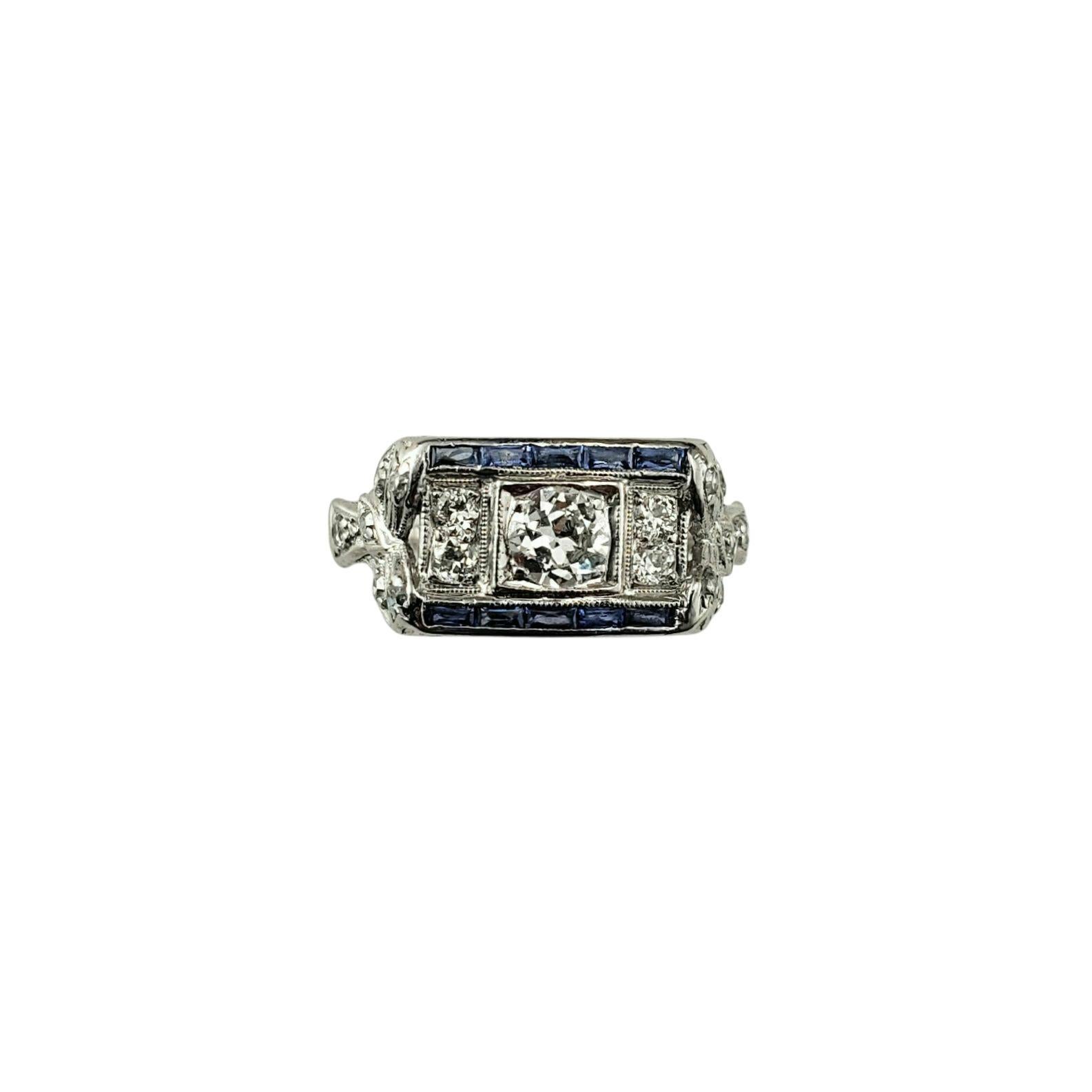 Vintage Platinum Diamond and Sapphire Ring Size 4.25-4.5 #22822