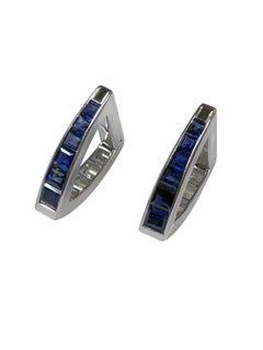 Vintage Platinum Diamond and Sapphire Stirrup Cufflinks