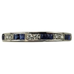 Vintage Platinum Diamond and Sapphire Wedding Band Ring