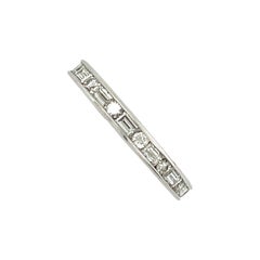 Retro Platinum Diamond Baguette Round Wedding Band by Cartier