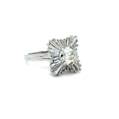 Vintage Platin Diamant Ballerina Ring Verlobungsring mit Baguette Diamanten